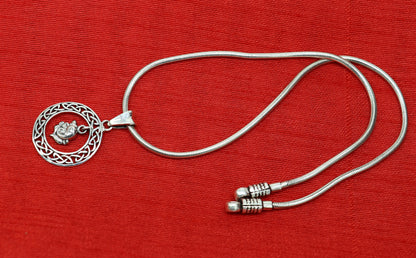925 sterling silver vintage Lord Ganesha pendant, unisex handmade jewelry with intricate design by TRIBAL ORNAMENTS.