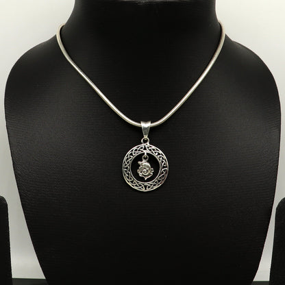 Sterling silver vintage Lord Ganesha pendant by TRIBAL ORNAMENTS, stylish unisex jewelry with intricate design and personalized touch.