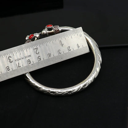 Sterling silver men's and women's bangle cuff bracelet with intricate tribal design, stylish jewelry from TRIBAL ORNAMENTS.