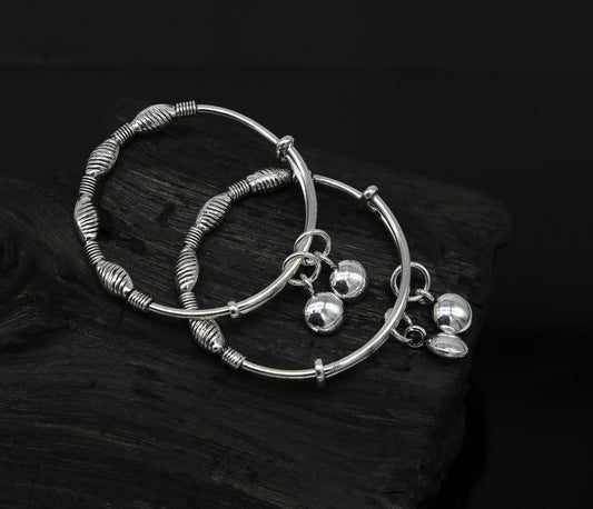 Top class Charming 925 sterling silver handmade stylish designer fancy baby adjustable bangles bracelet, excellent kids charm jewelry bbk77 - TRIBAL ORNAMENTS