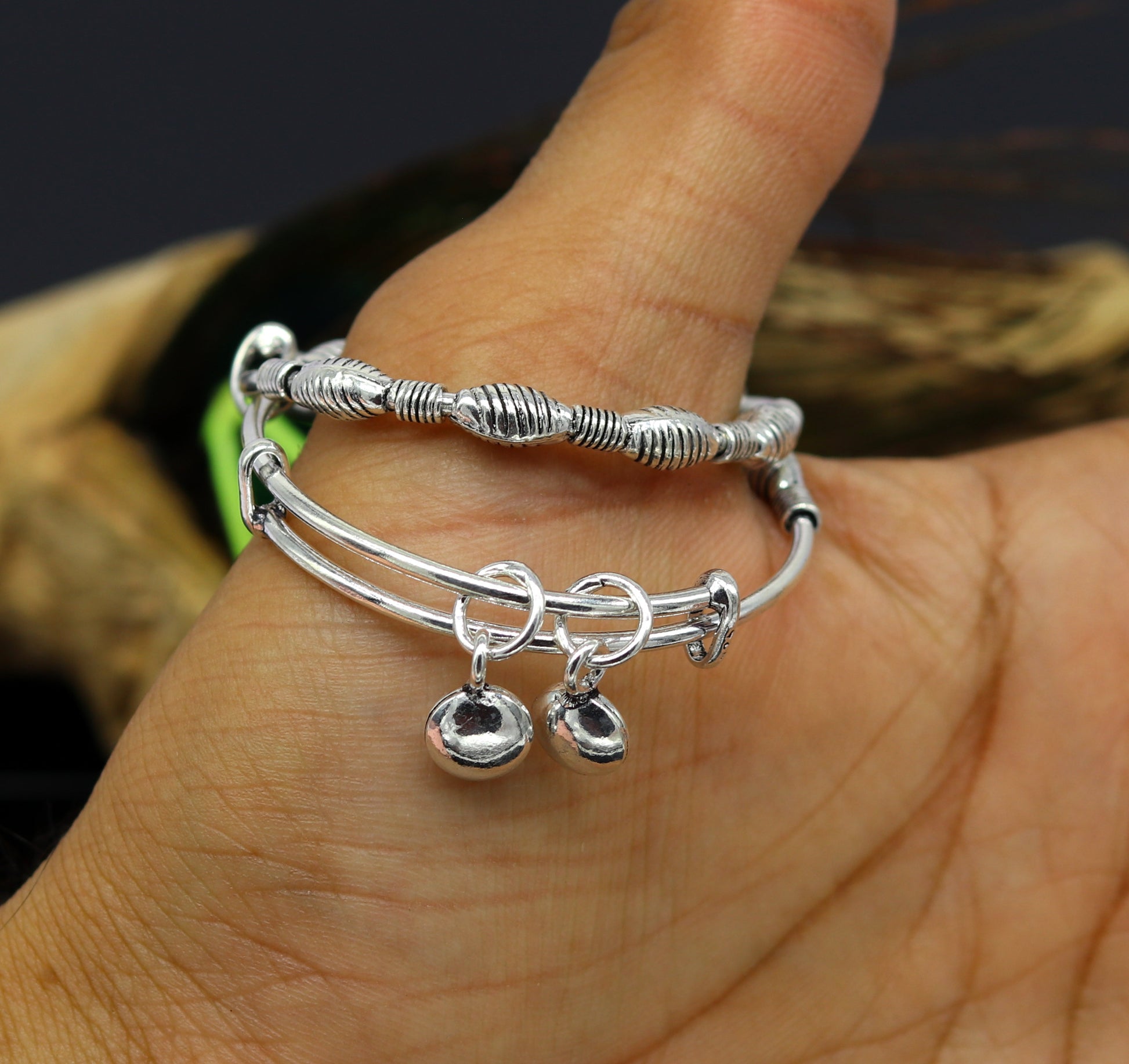 Top class Charming 925 sterling silver handmade stylish designer fancy baby adjustable bangles bracelet, excellent kids charm jewelry bbk77 - TRIBAL ORNAMENTS