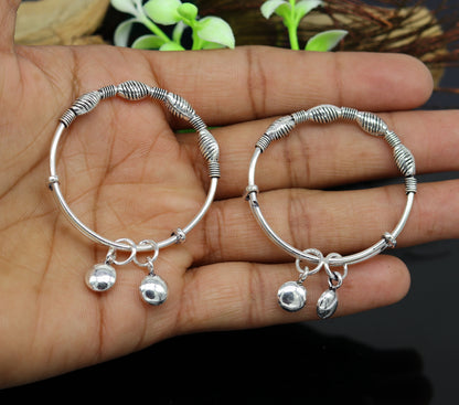 Sterling silver baby adjustable bangles bracelet by Tribal Ornaments, featuring charming designer style for kids.