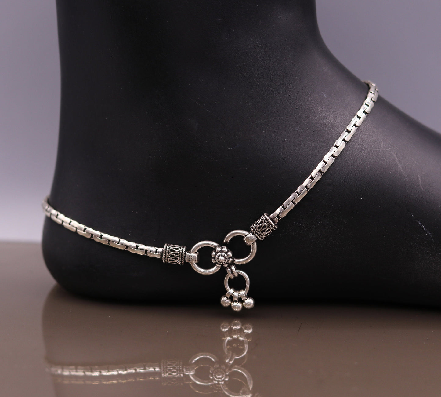 Top class pretty design ankle jewelry Real 925 sterling silver anklet, excellent mother's day gifting tribal belly dance jewelry india ank38 - TRIBAL ORNAMENTS