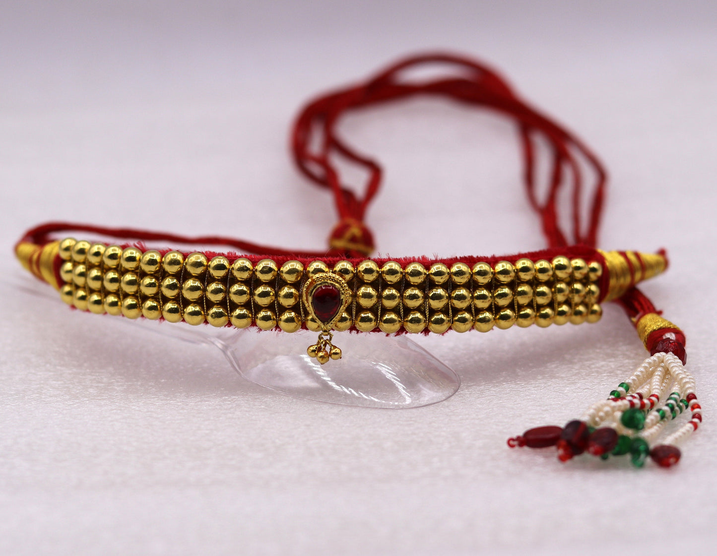 Traditional design handmade 22karat yellow gold beads or ball tribal necklace bajanti wedding jewelry from rajasthan india - TRIBAL ORNAMENTS