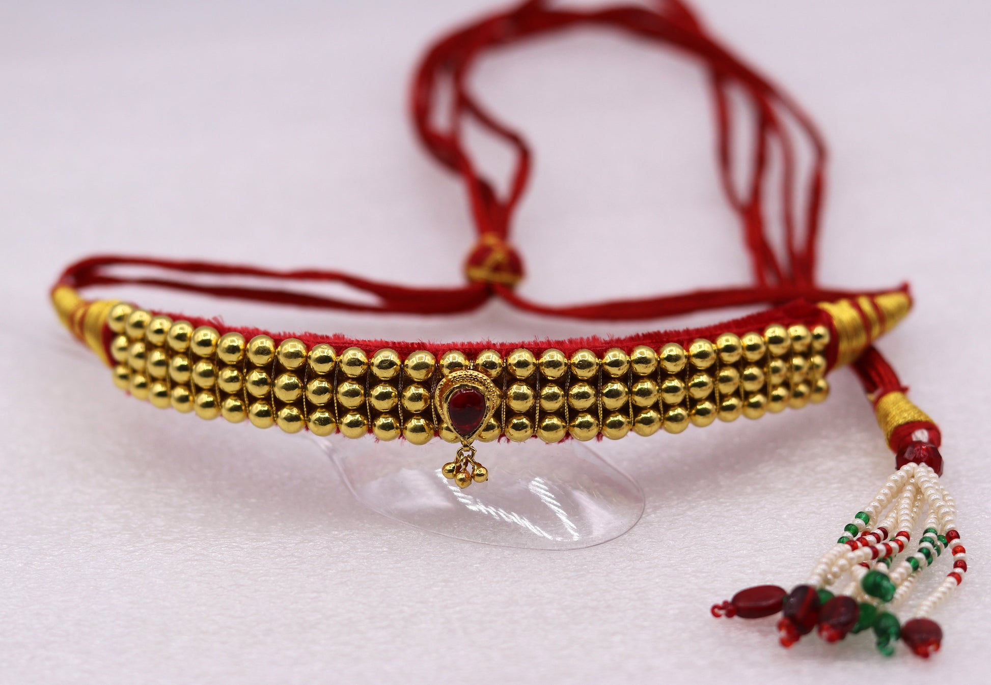 Traditional design handmade 22karat yellow gold beads or ball tribal necklace bajanti wedding jewelry from rajasthan india - TRIBAL ORNAMENTS