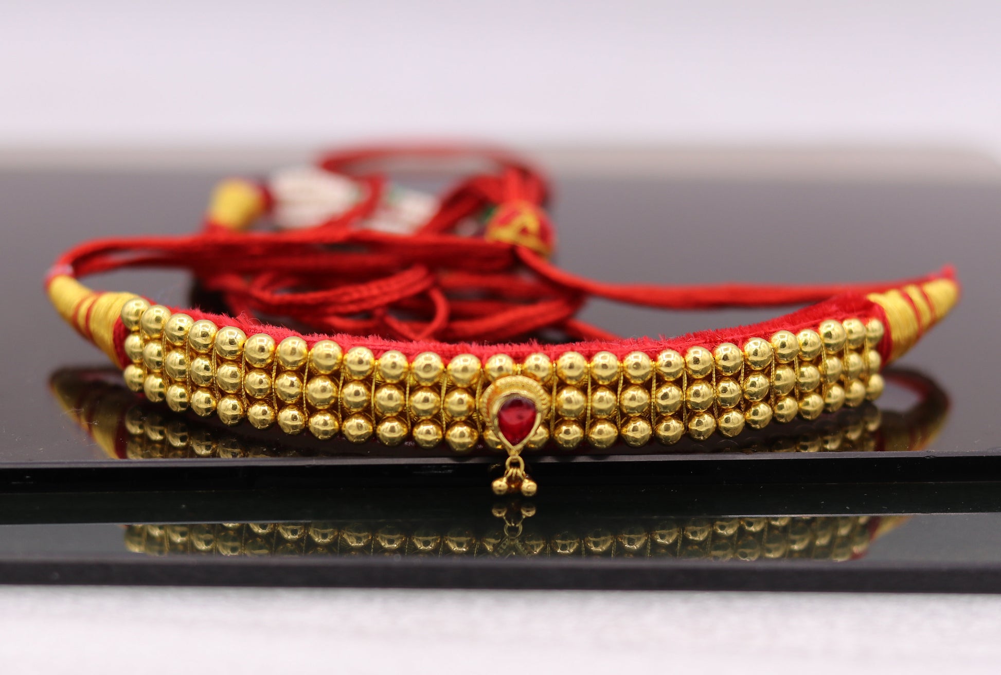 Traditional design handmade 22karat yellow gold beads or ball tribal necklace bajanti wedding jewelry from rajasthan india - TRIBAL ORNAMENTS