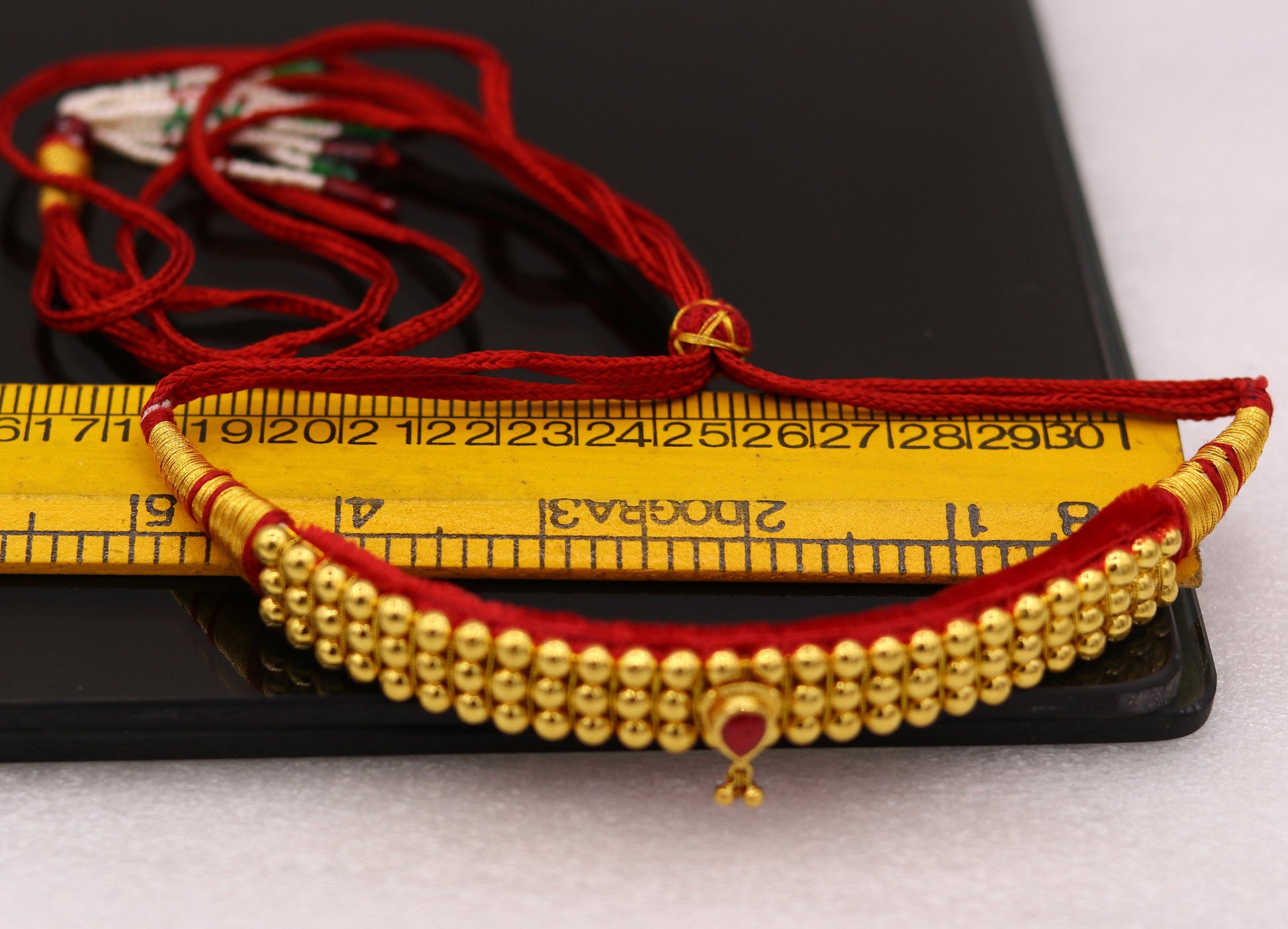 Traditional design handmade 22karat yellow gold beads or ball tribal necklace bajanti wedding jewelry from rajasthan india - TRIBAL ORNAMENTS