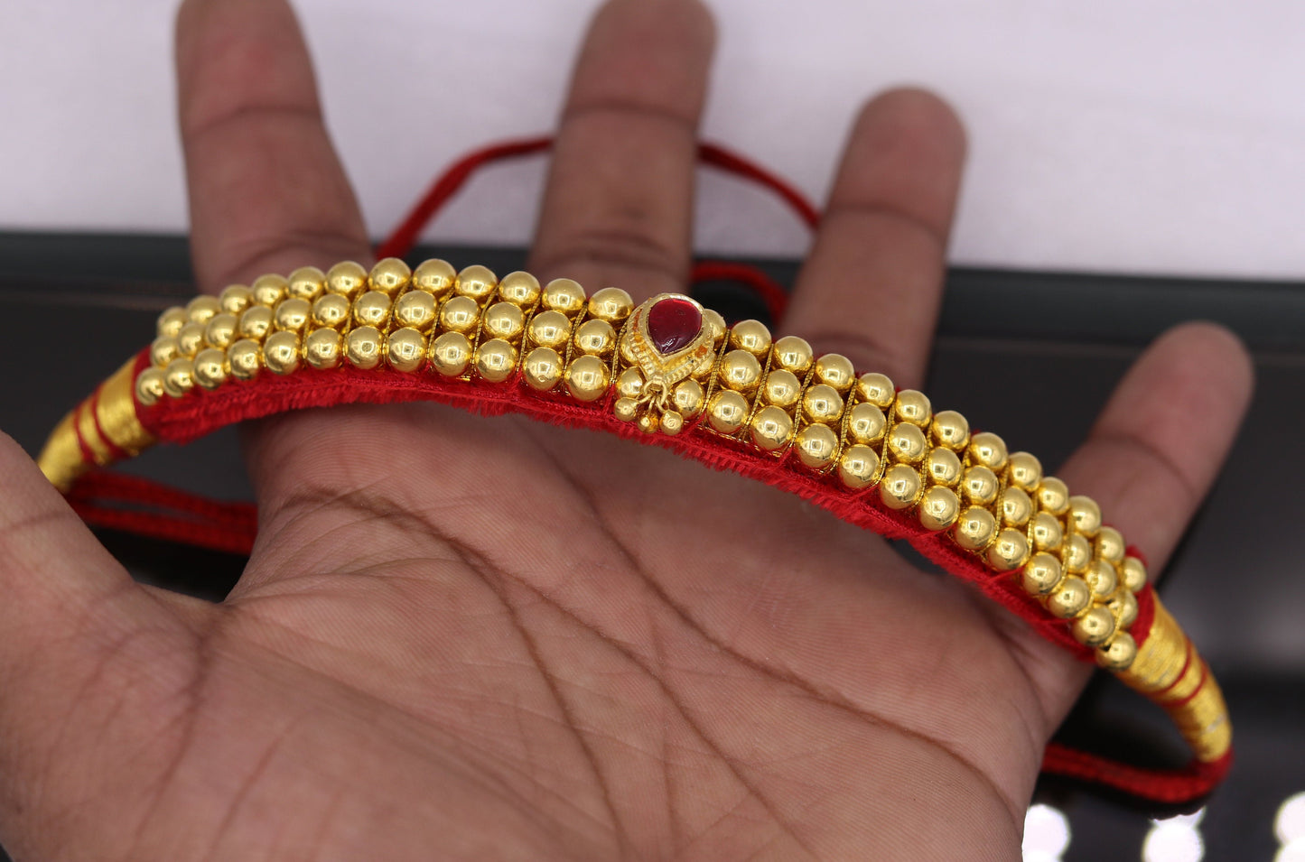 Traditional design handmade 22karat yellow gold beads or ball tribal necklace bajanti wedding jewelry from rajasthan india - TRIBAL ORNAMENTS