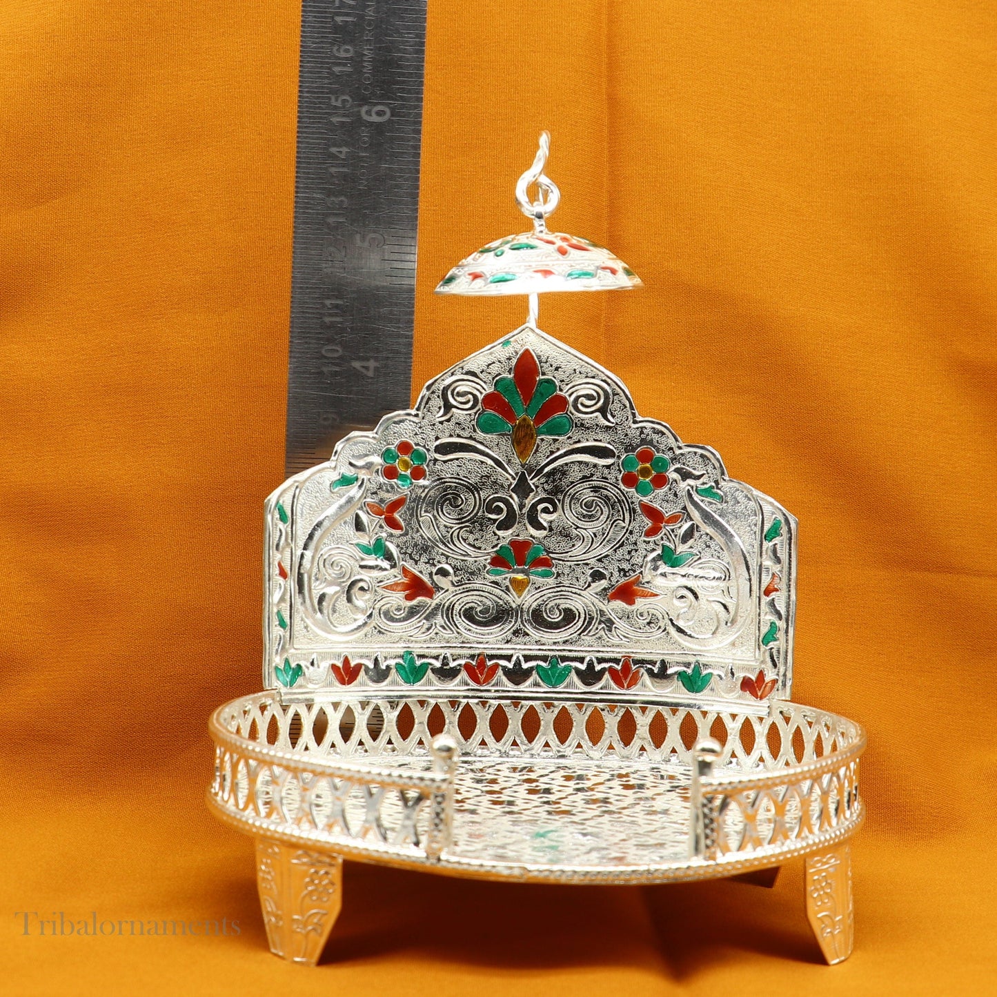 Traditional design handmade 925 sterling silver Sinhasan, God throne, god statue's chair Singhasan, temple puja Aasan chouki article su567 - TRIBAL ORNAMENTS