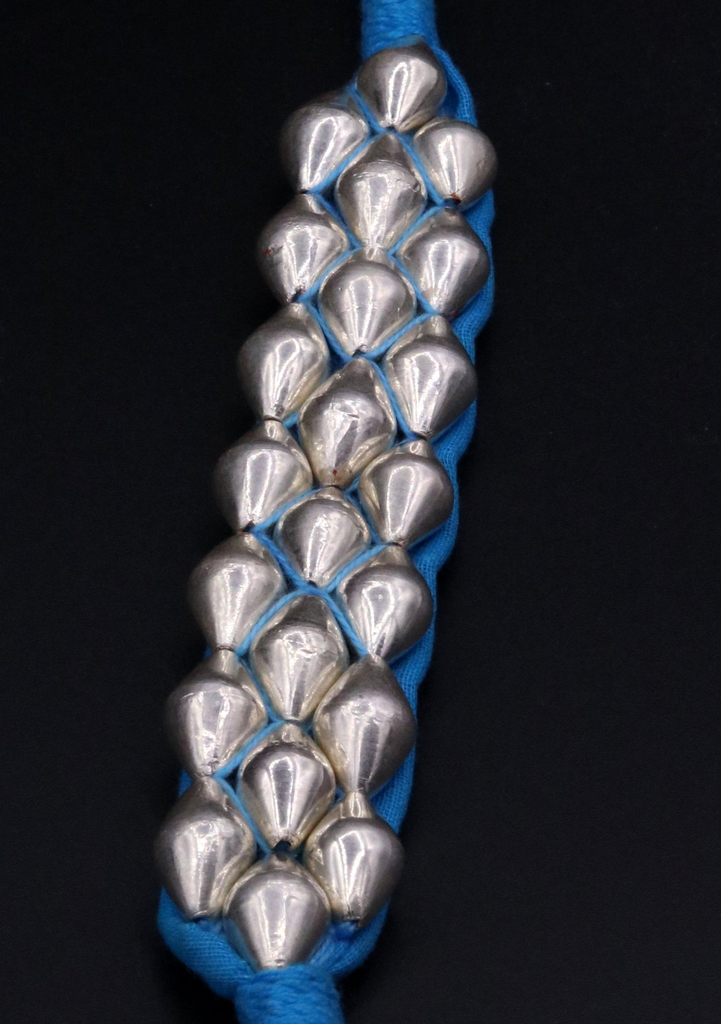 Traditional design handmade sterling silver beads ball fabulous vintage tribal cuff bracelet from rajasthan india !!cb01 - TRIBAL ORNAMENTS