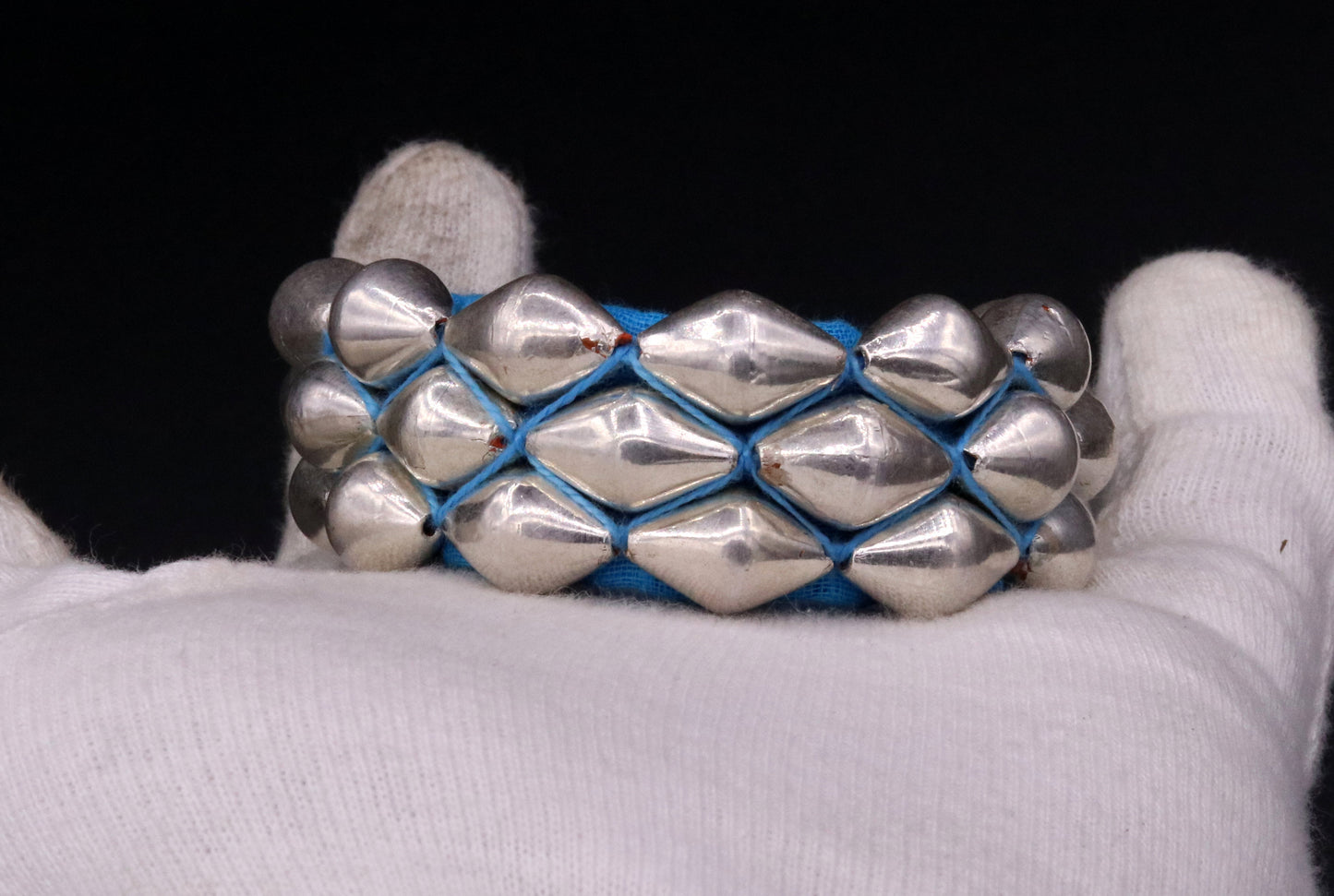 Traditional design handmade sterling silver beads ball fabulous vintage tribal cuff bracelet from rajasthan india !!cb01 - TRIBAL ORNAMENTS