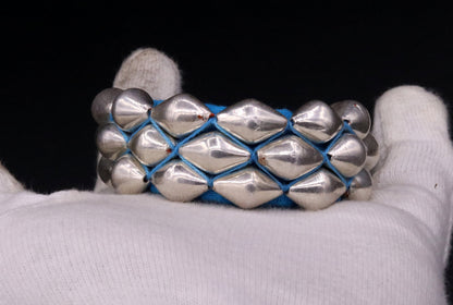 Traditional design handmade sterling silver beads ball fabulous vintage tribal cuff bracelet from rajasthan india !!cb01 - TRIBAL ORNAMENTS