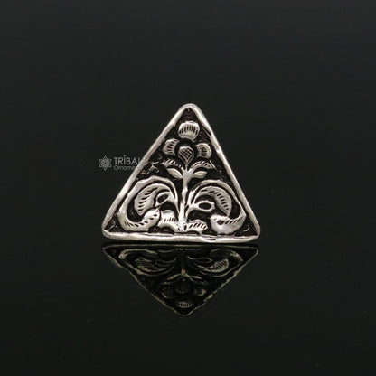 Triangle shape Traditional cultural design 925 sterling silver adjustable ring, best tribal ethnic jewelry Navratri dance jewelry sr387 - TRIBAL ORNAMENTS