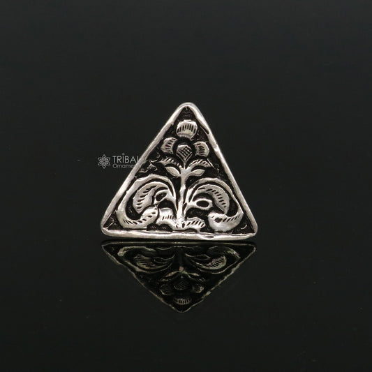Triangle shape Traditional cultural design 925 sterling silver adjustable ring, best tribal ethnic jewelry Navratri dance jewelry sr387 - TRIBAL ORNAMENTS