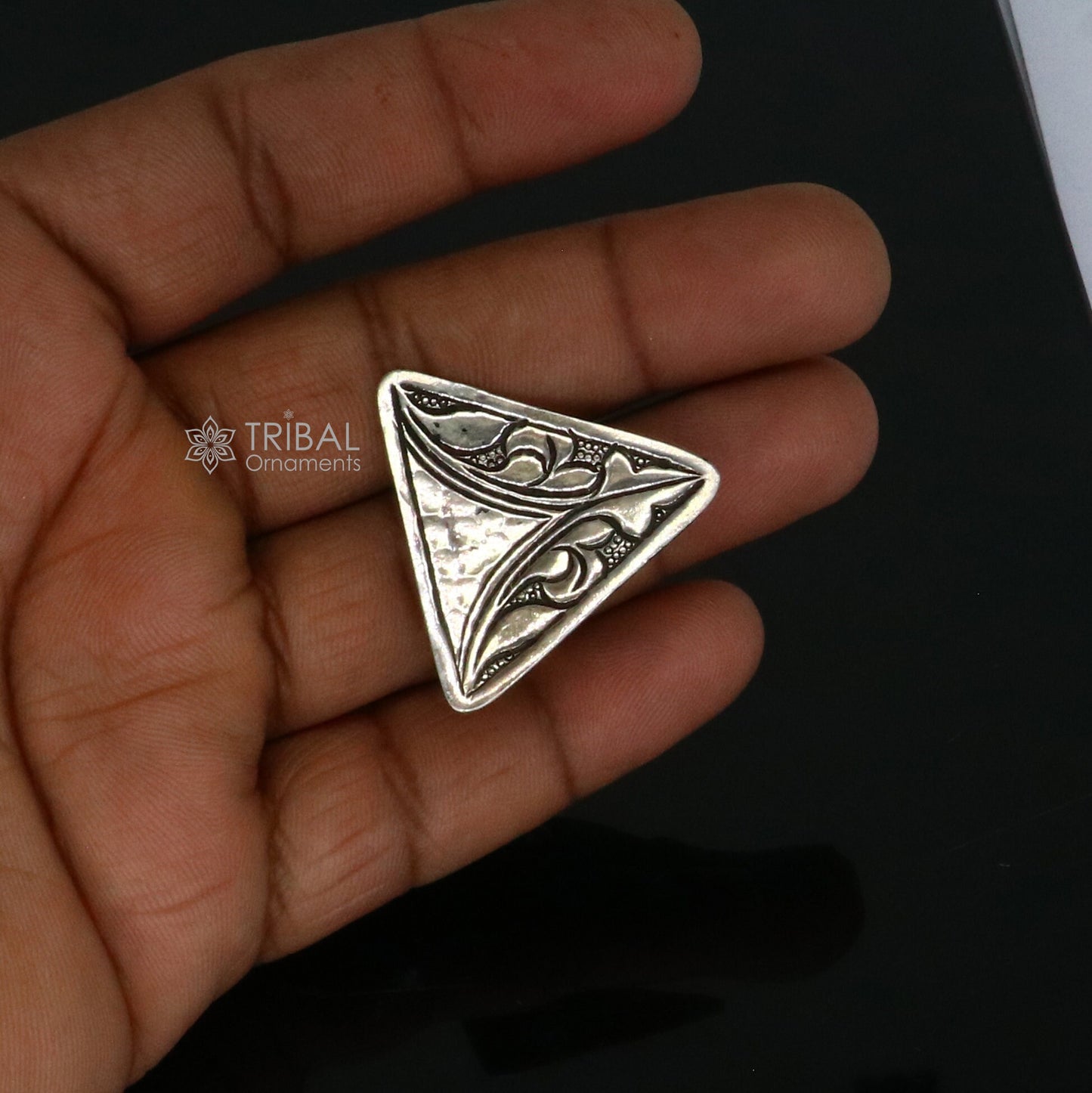 Triangle shape Traditional cultural design 925 sterling silver adjustable ring, best tribal ethnic jewelry Navratri dance jewelry sr388 - TRIBAL ORNAMENTS