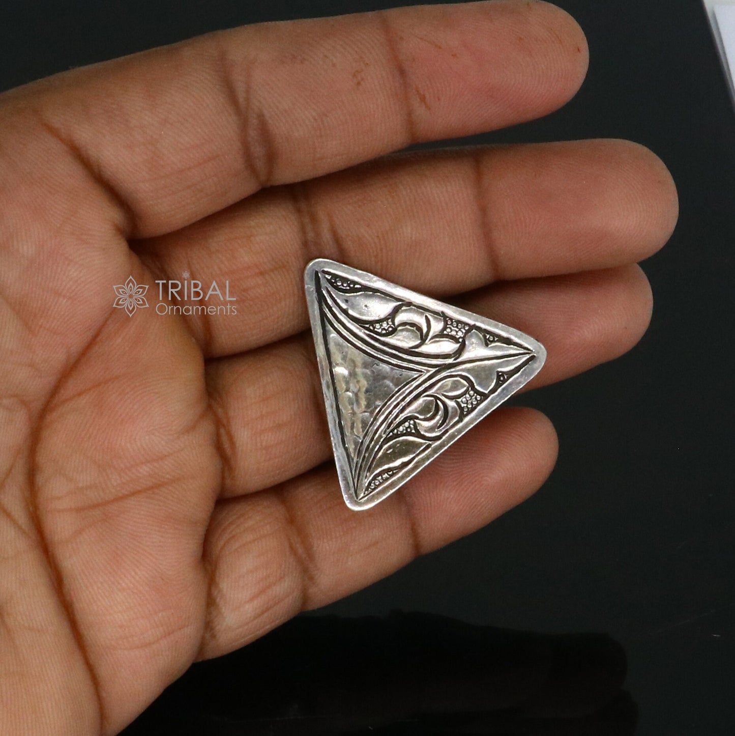 Triangle shape Traditional cultural design 925 sterling silver adjustable ring, best tribal ethnic jewelry Navratri dance jewelry sr388 - TRIBAL ORNAMENTS