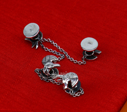 Ultimate Anibus design 925 Sterling Silver set of 4 kurta Buttons for Fashion Perfection, silver cufflinks, cultural trendy jewelry btn45 - TRIBAL ORNAMENTS