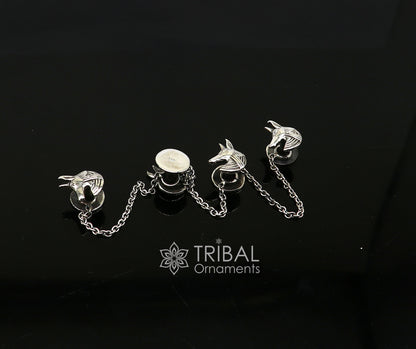 Ultimate Anibus design 925 Sterling Silver set of 4 kurta Buttons for Fashion Perfection, silver cufflinks, cultural trendy jewelry btn45 - TRIBAL ORNAMENTS
