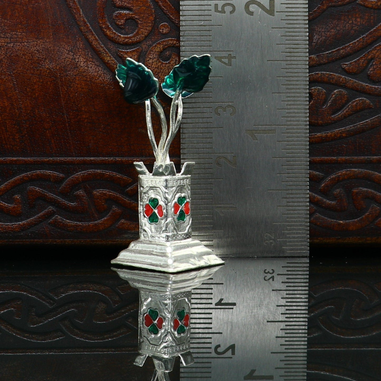 Unique 925 sterling silver handmade mini tulsi plant basil rosary plant, puja temple article, customized silver utensils article art su221 - TRIBAL ORNAMENTS