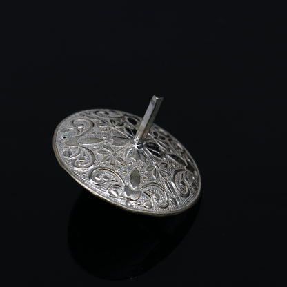 Handmade 925 sterling silver Firki toy for baby Krishna idols, featuring intricate tribal ornament design.