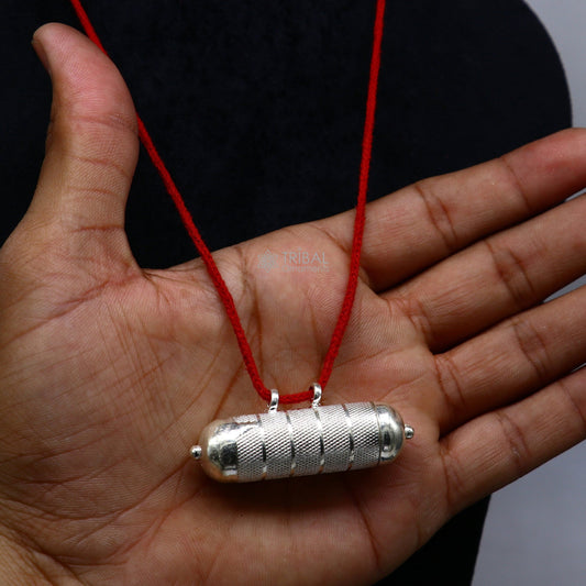 Unique sterling silver handmade gorgeous round shape vintage amulet box pendant, mantra box, silver tabiz , kavacham tribal jewelry nsp590 - TRIBAL ORNAMENTS