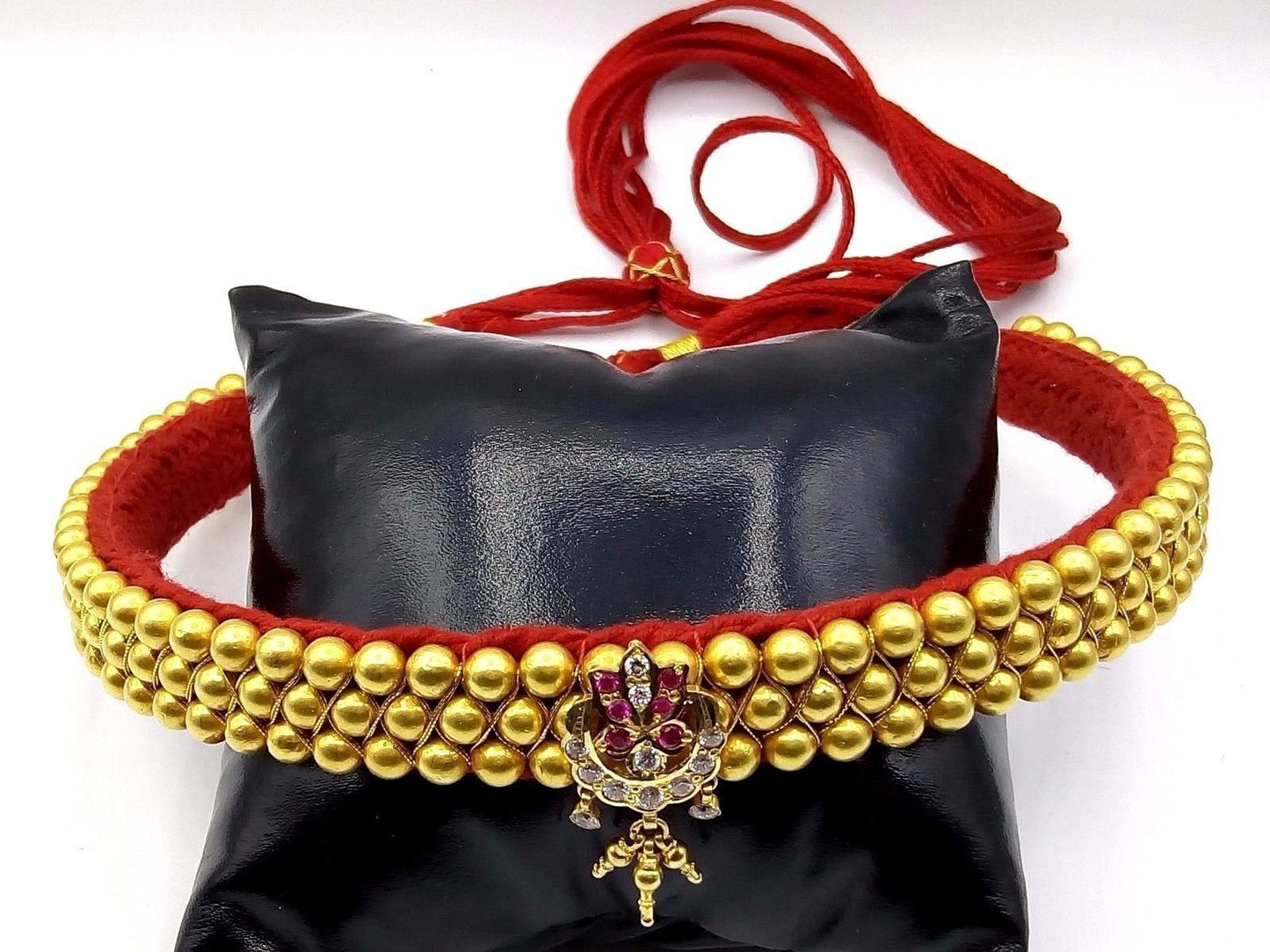 Vintage 22karat yellow gold handmade beads or ball studded fabulous necklace rajasthan tribal jewelry for women's gifting - TRIBAL ORNAMENTS