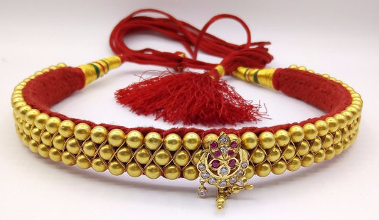 Vintage 22karat yellow gold handmade beads or ball studded fabulous necklace rajasthan tribal jewelry for women's gifting - TRIBAL ORNAMENTS