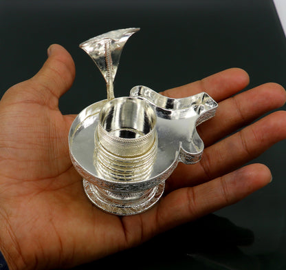 Vintage 925 solid silver lord shiva lingam stand/jalheri, use for put shiva lingam,home temple Article, awesome handmade article su169 - TRIBAL ORNAMENTS