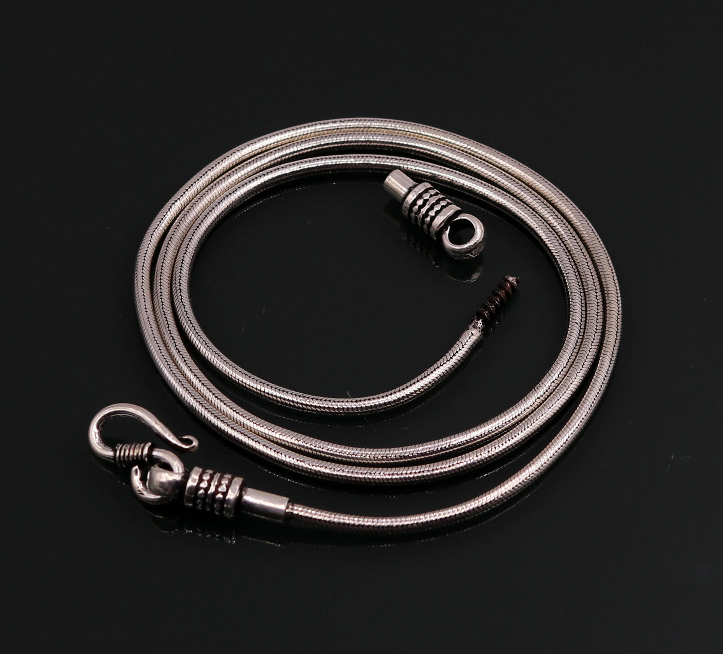 vintage 925 sterling silver handmade Solid silver snake chain,20 inches long screw chain amazing antique pendant chain necklace jewelry ch44 - TRIBAL ORNAMENTS