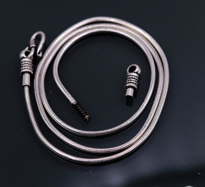 Vintage 925 sterling silver handmade snake chain necklace with antique pendant, 20 inches long, from Tribal Ornaments.