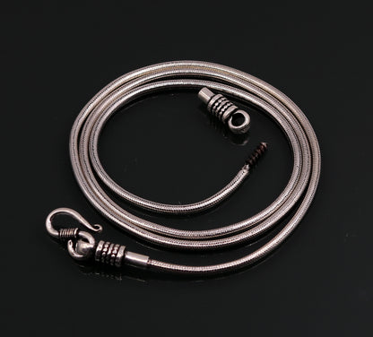 Vintage 925 sterling silver handmade snake chain necklace with antique pendant, 20 inches long, from Tribal Ornaments.