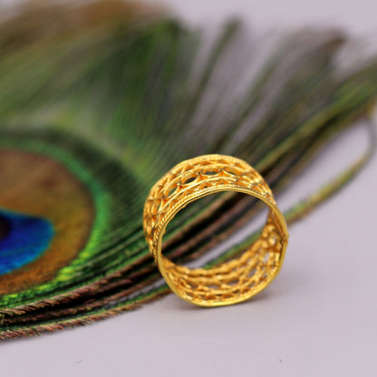 Vintage antique 22K yellow gold handmade toe ring pair from Tribal Ornaments, traditional Indian wedding jewelry, intricate design.