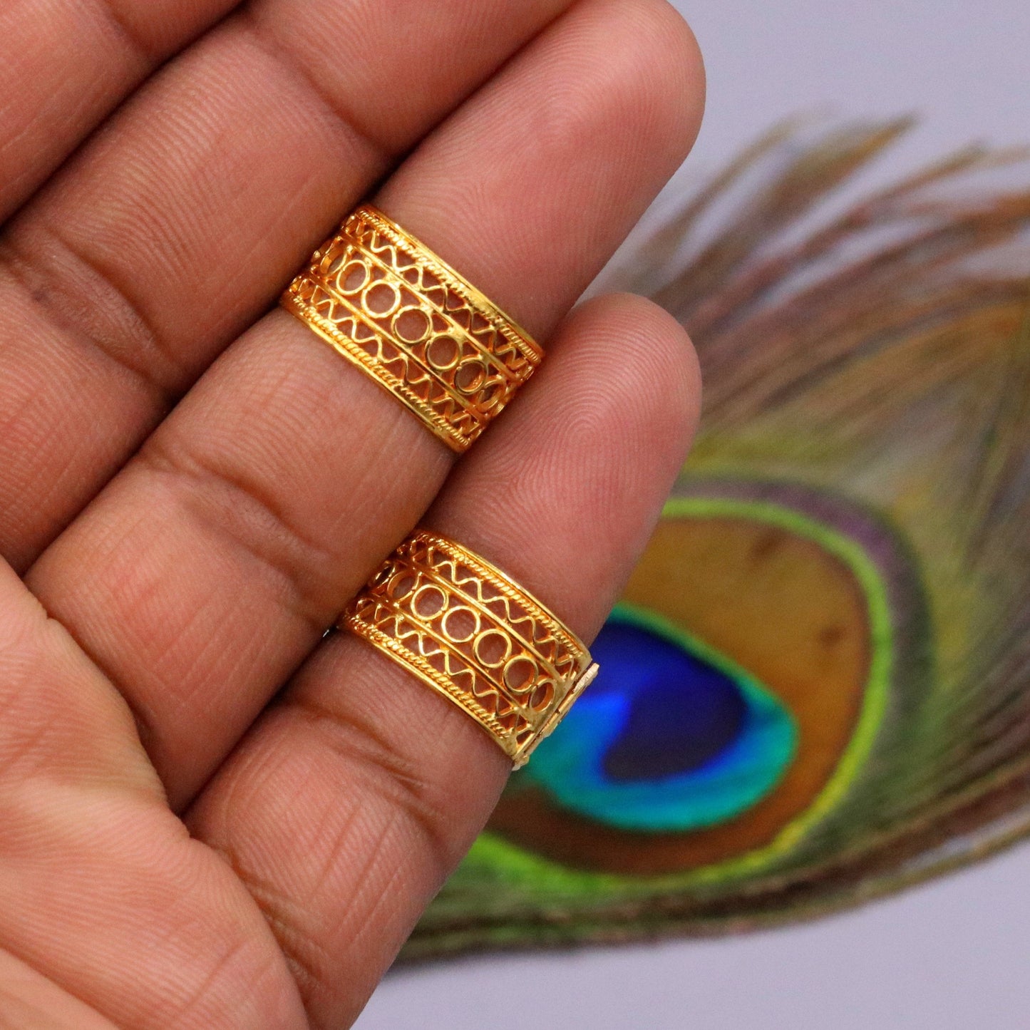 Vintage antique design 20 karat yellow gold handmade fabulous Toe ring pair excellent wedding anniversary jewelry from india - TRIBAL ORNAMENTS