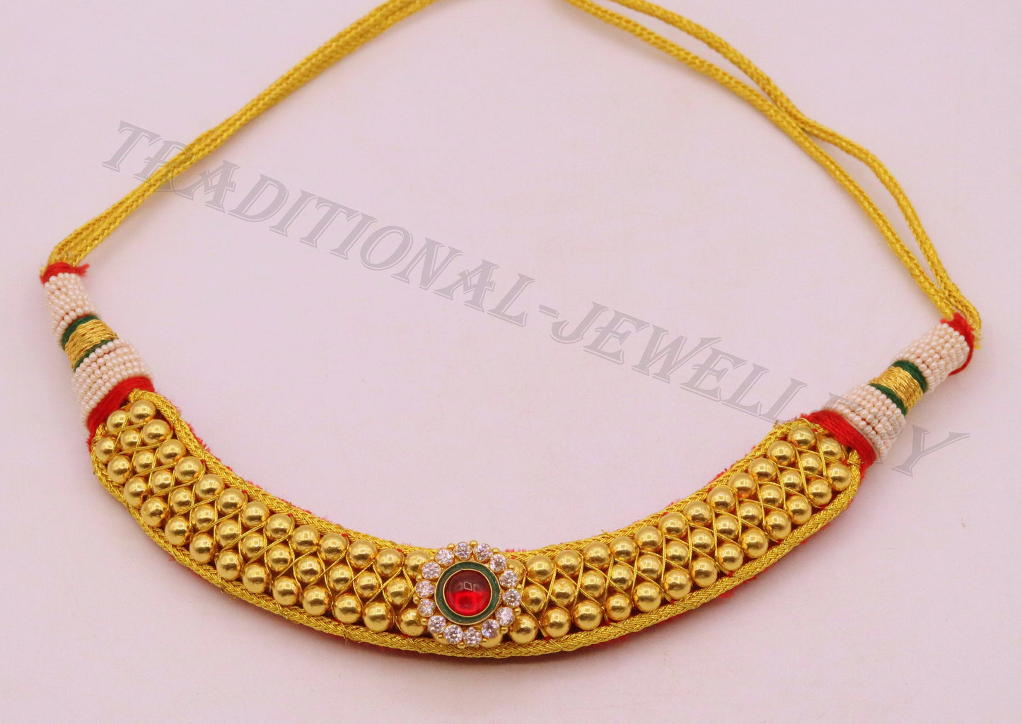 Vintage antique design 22kt gold handmade beads tribal necklace choker gorgeous women's wedding party jewelry set51 - TRIBAL ORNAMENTS