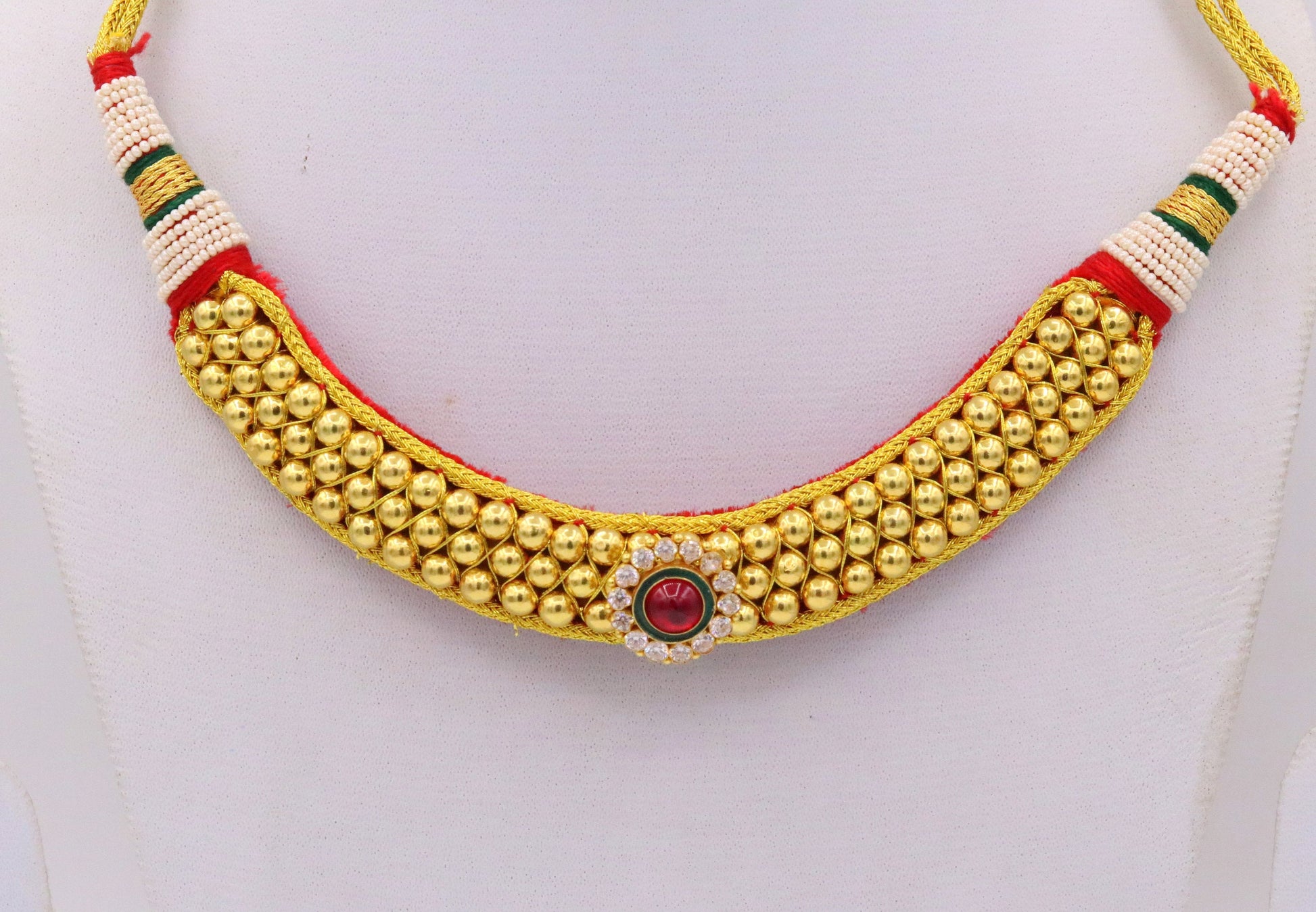 Vintage antique design 22kt gold handmade beads tribal necklace choker gorgeous women's wedding party jewelry set51 - TRIBAL ORNAMENTS