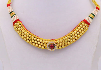 Vintage antique design 22kt gold handmade beads tribal necklace choker gorgeous women's wedding party jewelry set51 - TRIBAL ORNAMENTS