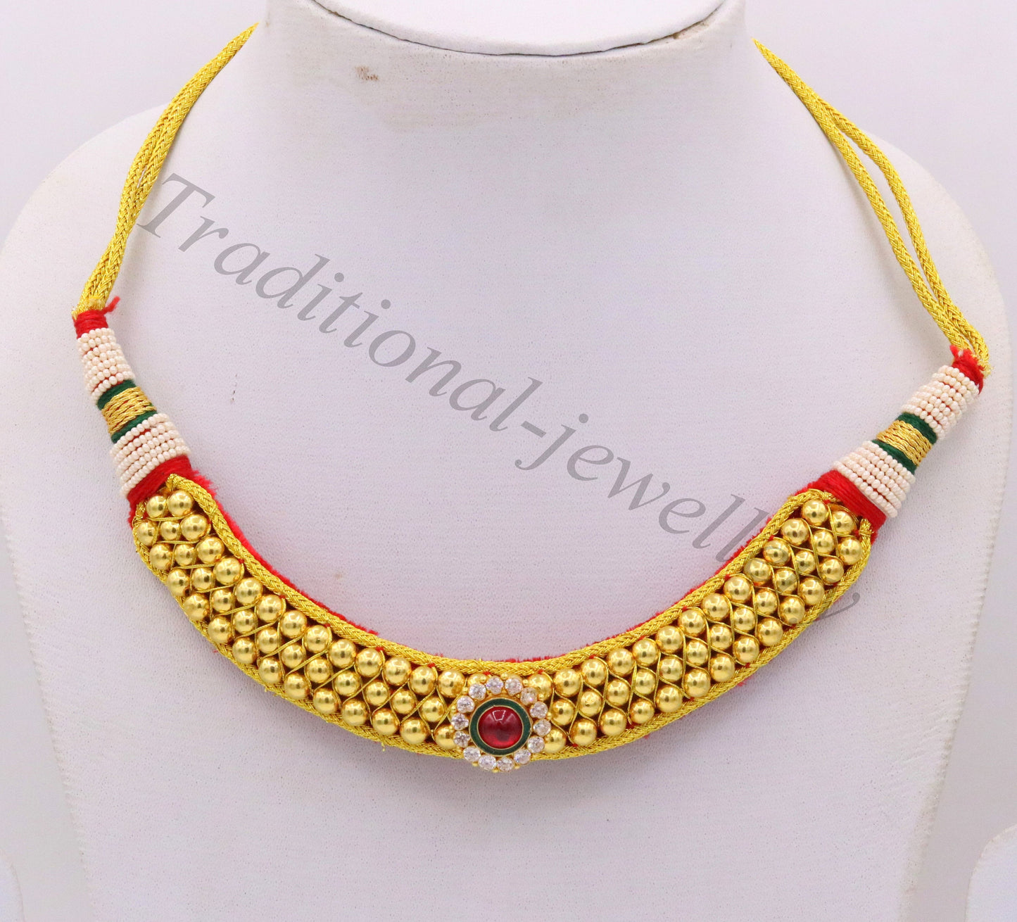 Vintage antique design 22kt gold handmade beads tribal necklace choker gorgeous women's wedding party jewelry set51 - TRIBAL ORNAMENTS