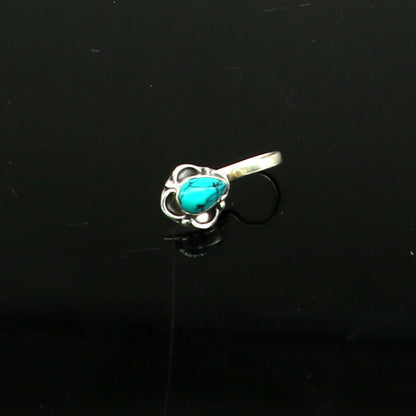 Vintage antique design 925 sterling silver customized single stone oxidized nose pin, nose plug, clip on nose pin, fabulous party wear np107 - TRIBAL ORNAMENTS