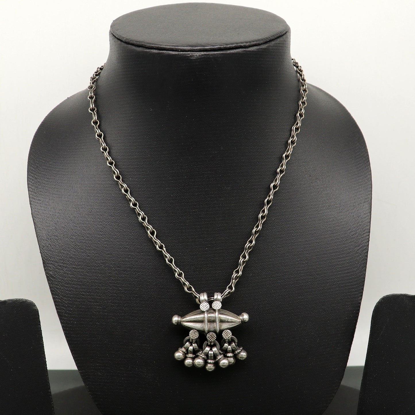 Vintage antique design 925 sterling silver 26-inch necklace with a detailed pendant, tribal ethnic jewelry by TRIBAL ORNAMENTS.