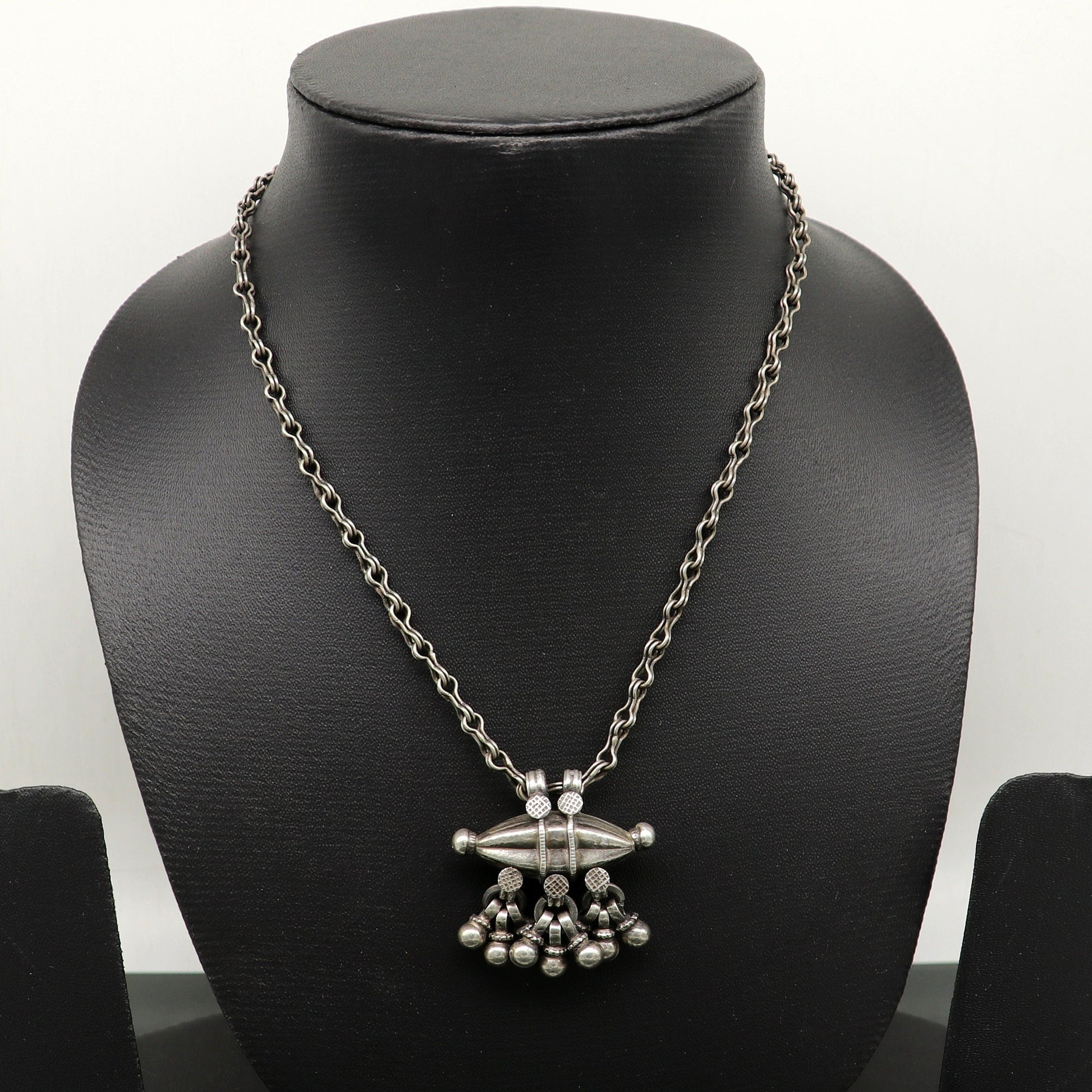 Vintage antique design 925 sterling silver 26-inch necklace with a detailed pendant, tribal ethnic jewelry by TRIBAL ORNAMENTS.