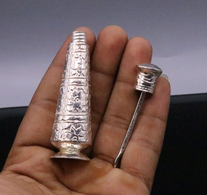Vintage antique design 925 sterling silver sindoor box, kumkum box/ trinket box bridal jewelry collection from Rajasthan india trnk31 - TRIBAL ORNAMENTS