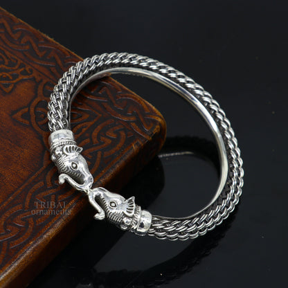 Vintage antique design handcrafted Vintage work 925 sterling silver elephant face bangle bracelet tribal jewelry best gifting Rnssk774 - TRIBAL ORNAMENTS
