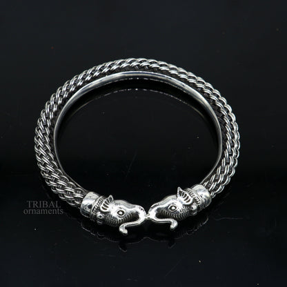 Vintage antique design handcrafted Vintage work 925 sterling silver elephant face bangle bracelet tribal jewelry best gifting Rnssk774 - TRIBAL ORNAMENTS