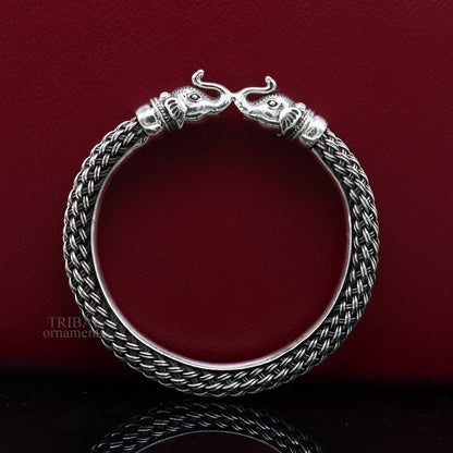 Vintage antique design handcrafted Vintage work 925 sterling silver elephant face bangle bracelet tribal jewelry best gifting Rnssk774 - TRIBAL ORNAMENTS