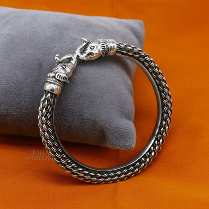Vintage antique design handcrafted Vintage work 925 sterling silver elephant face bangle bracelet tribal jewelry best gifting Rnssk774 - TRIBAL ORNAMENTS