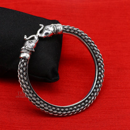 Vintage antique design handcrafted Vintage work 925 sterling silver elephant face bangle bracelet tribal jewelry best gifting Rnssk774 - TRIBAL ORNAMENTS