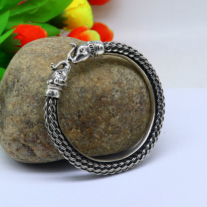 Vintage antique design handcrafted Vintage work 925 sterling silver elephant face bangle bracelet tribal jewelry best gifting Rnssk774 - TRIBAL ORNAMENTS