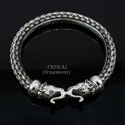 Vintage antique design handcrafted work 925 sterling silver elephant face bangle bracelet tribal jewelry best gifting nsk507 - TRIBAL ORNAMENTS
