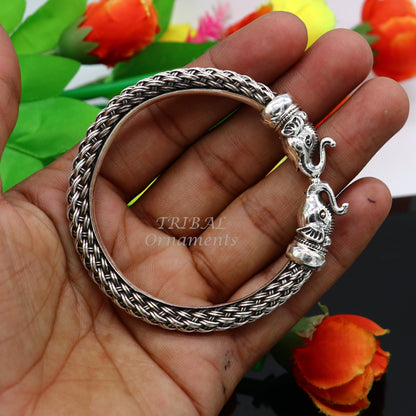 Vintage antique design handcrafted work 925 sterling silver elephant face bangle bracelet tribal jewelry best gifting nsk507 - TRIBAL ORNAMENTS