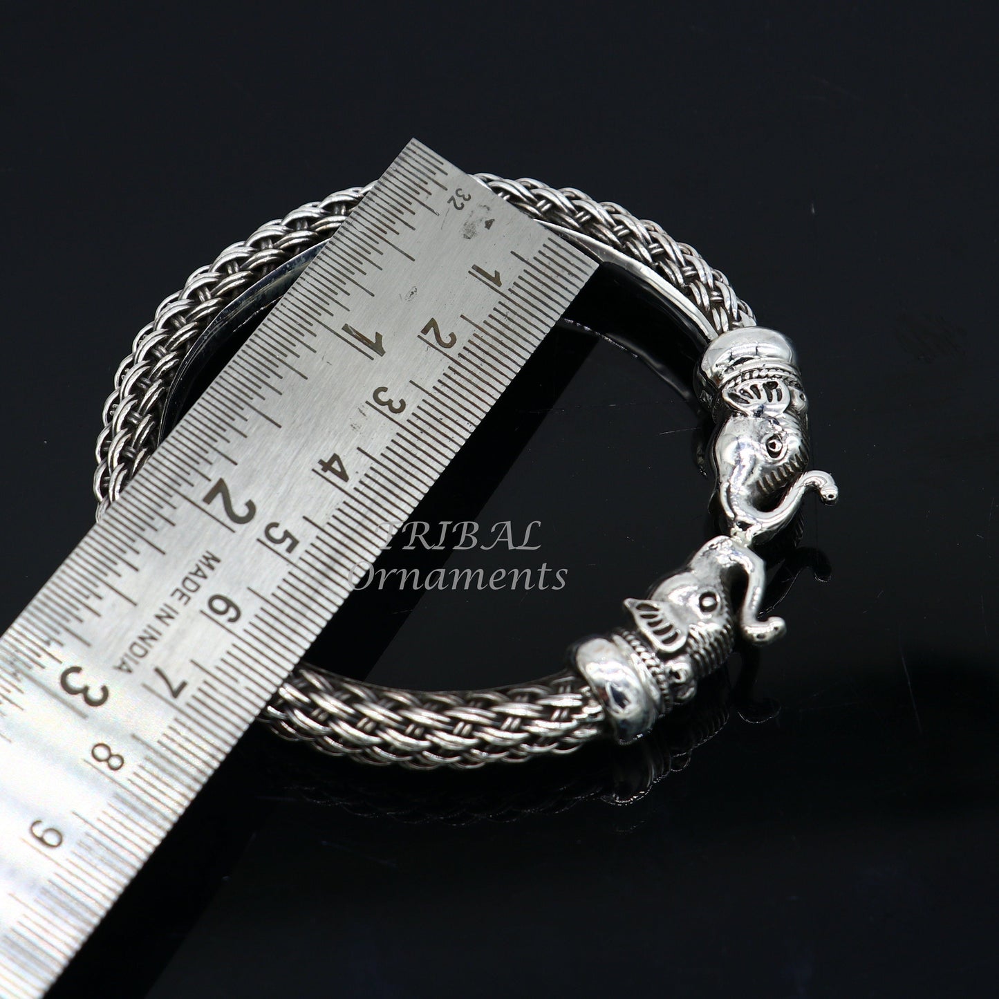 Vintage antique design handcrafted work 925 sterling silver elephant face bangle bracelet tribal jewelry best gifting nsk507 - TRIBAL ORNAMENTS